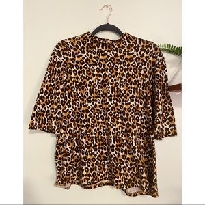 Anthropologie Leopard Mock-Neck top